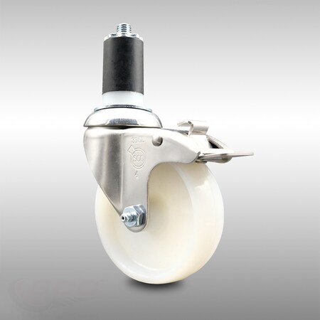 Service Caster 4 Inch 316SS Nylon Wheel Swivel 1-5/8 Inch Expanding Stem Caster Lock Brake SCC SCC-SS316TTLEX20S414-NYS-158